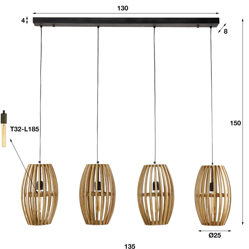 WoonStijl Hanglamp Orbit met 4 kappen