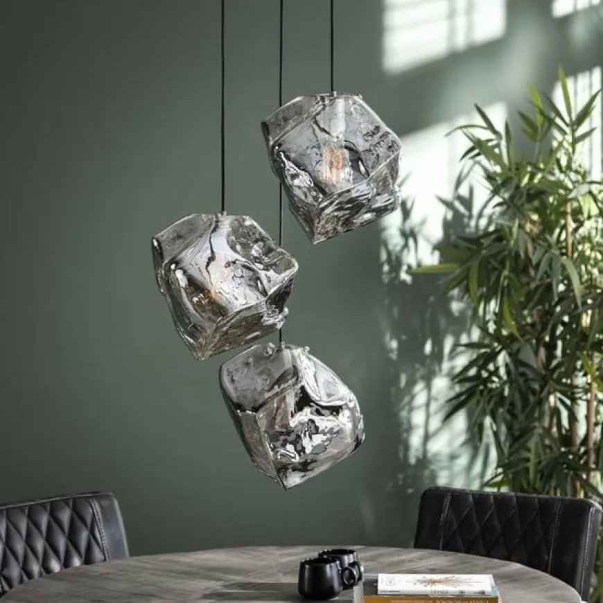 WoonStijl Hanglamp Rock Chromed glas Getrapt 3L