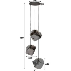 WoonStijl Hanglamp Rock Chromed glas Getrapt 3L