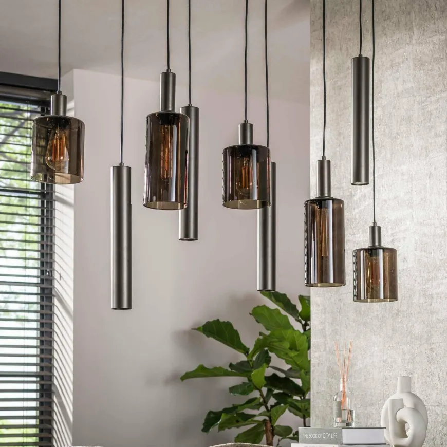 WoonStijl Hanglamp Sepiora 5+4-lichts Sienna bruin