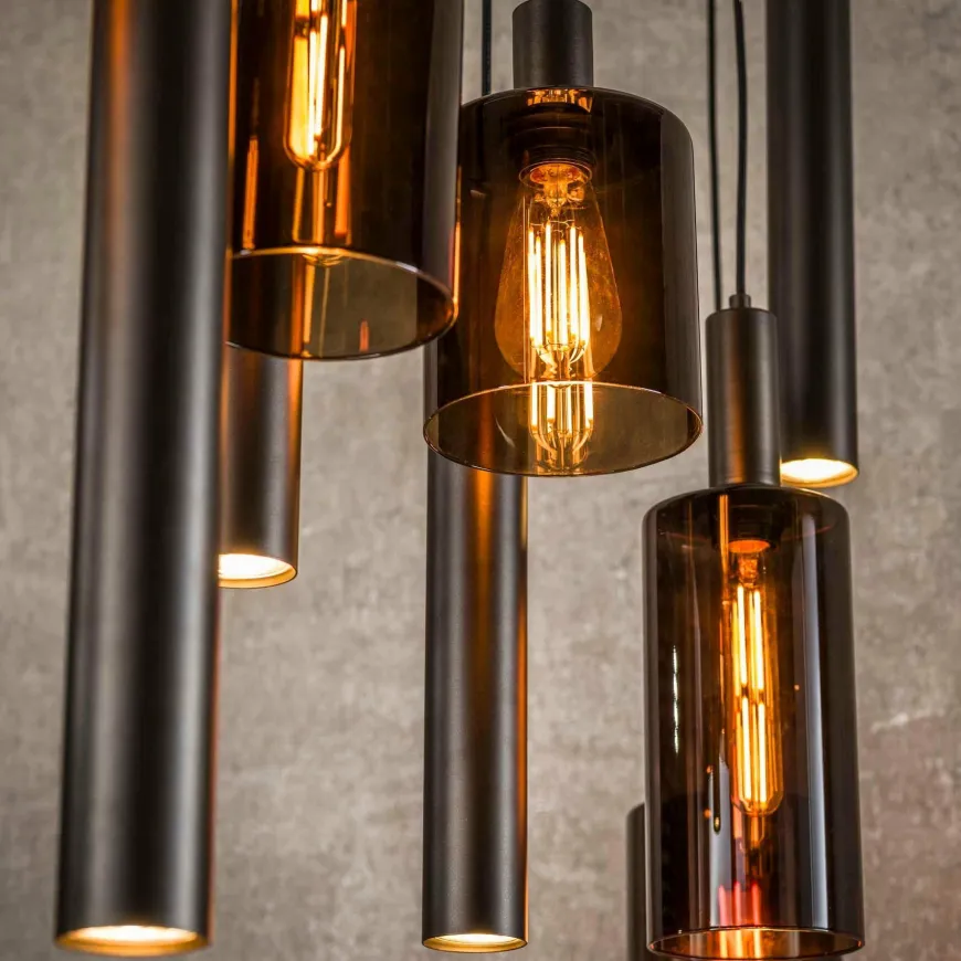 WoonStijl Hanglamp Sepiora 5+4-lichts Sienna bruin