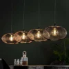 WoonStijl Hanglamp 4x Ø35 disk wire copper twist / Zwart nikkel