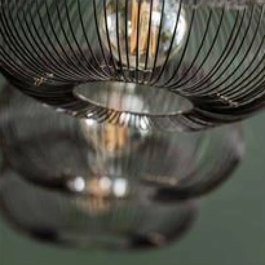 WoonStijl Hanglamp 4x Ø35 disk wire copper twist / Zwart nikkel