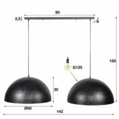 WoonStijl Hanglamp 2x Ø60 Dome