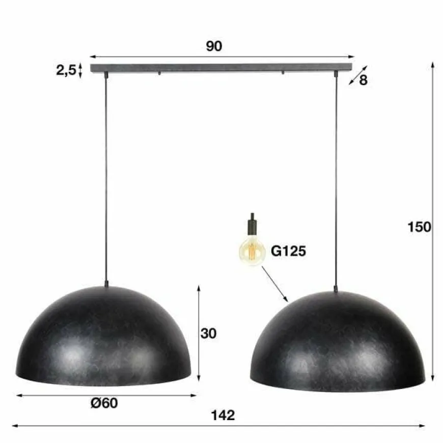 WoonStijl Hanglamp 2x Ø60 Dome