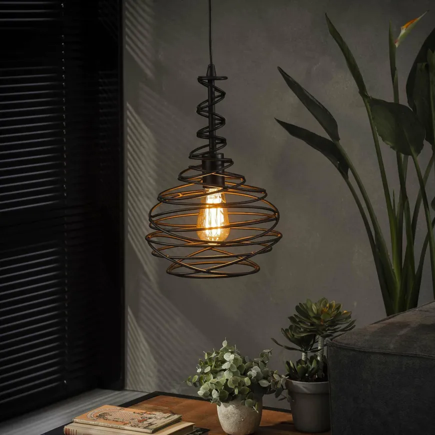 WoonStijl Hanglamp 1x Ø25 kegel spinn / Zwart