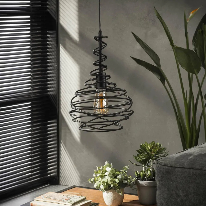 WoonStijl Hanglamp 1x Ø25 kegel spinn / Zwart