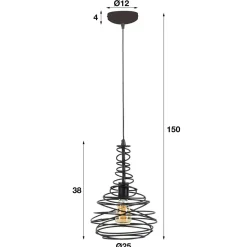WoonStijl Hanglamp 1x Ø25 kegel spinn / Zwart