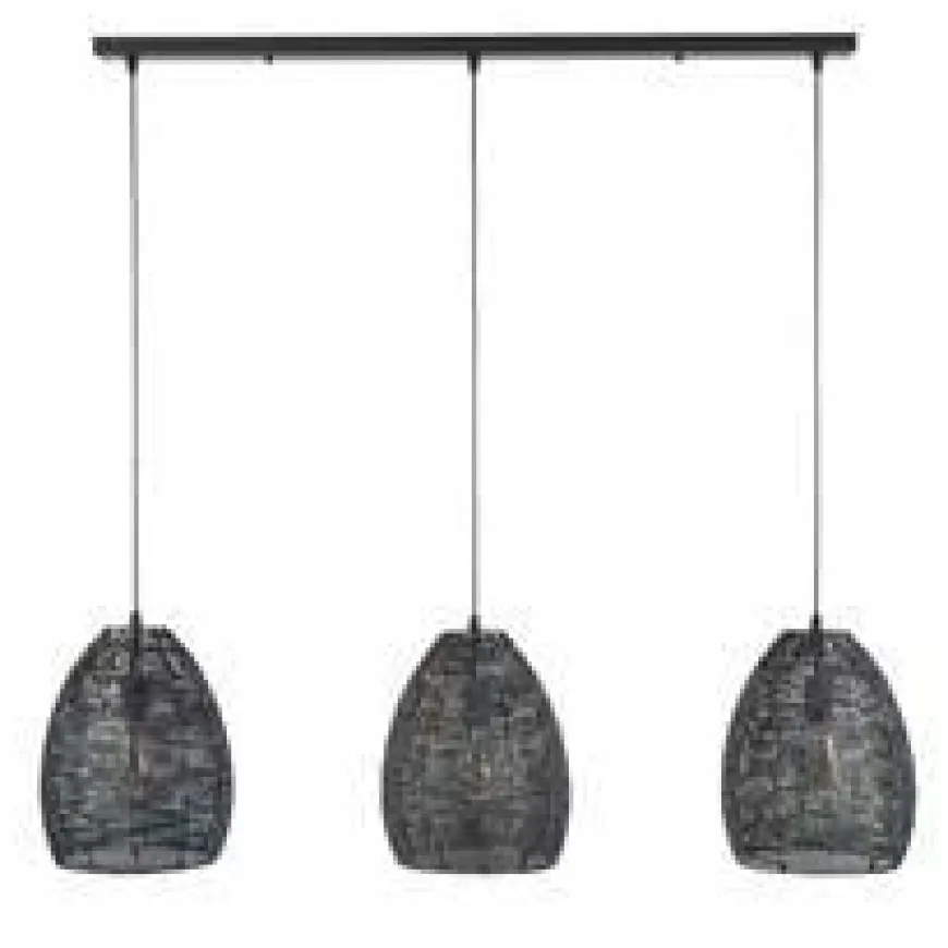 WoonStijl Hanglamp 3x armor ovaal / Zwart bruin