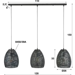 WoonStijl Hanglamp 3x armor ovaal / Zwart bruin