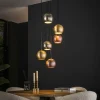 WoonStijl Hanglamp 6x bol getrapt metal print