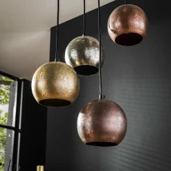 WoonStijl Hanglamp 6x bol getrapt metal print