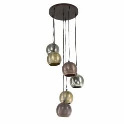 WoonStijl Hanglamp 6x bol getrapt metal print