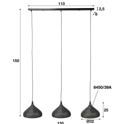 WoonStijl Hanglamp 3xØ32 Punch Trechter
