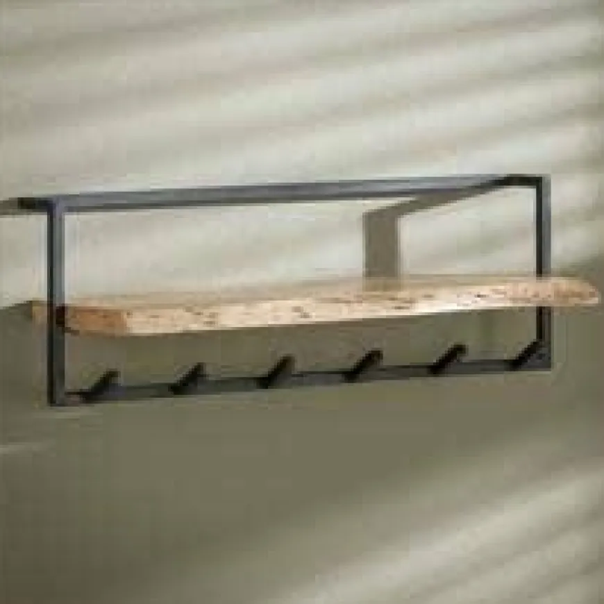 WoonStijl Kapstok edge 6 hakenplank / Massief acacia naturel
