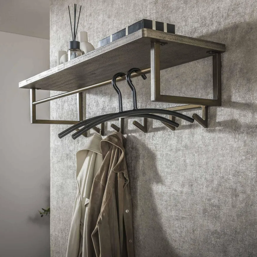 WoonStijl Kapstok Ferro 6 haken hoedenplank