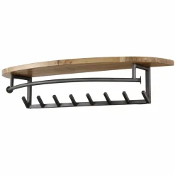 WoonStijl Kapstok round acacia 8 haken met hoedenplank