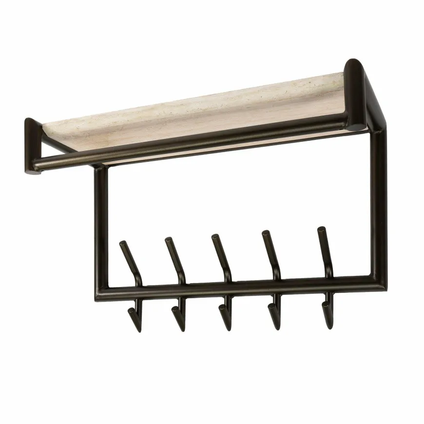 WoonStijl Kapstok Terra roede en hoedenplank 2x5 haken 65cm