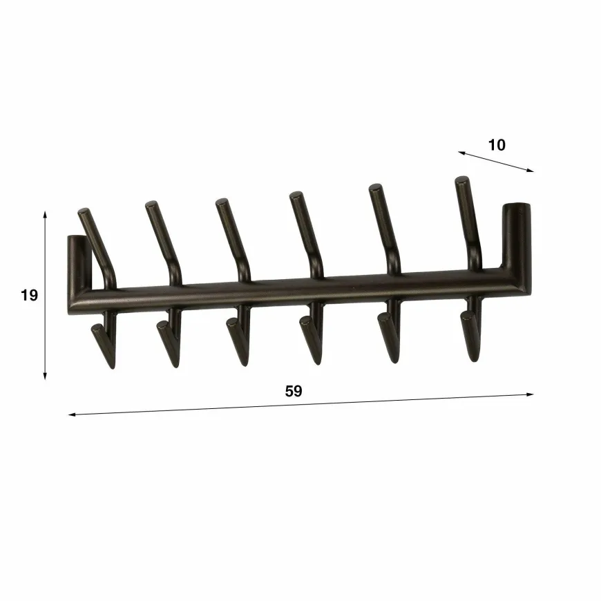 WoonStijl Kapstok Tubo 2x6 haken bruin