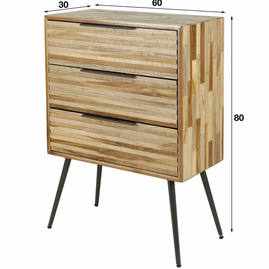WoonStijl Ladekast 3L Teca strip