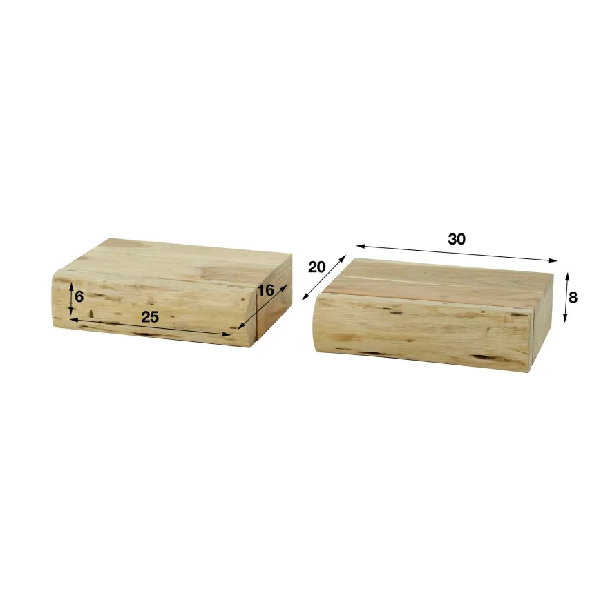WoonStijl Nachtkastje 1 lade set van 2 tree XS acacia
