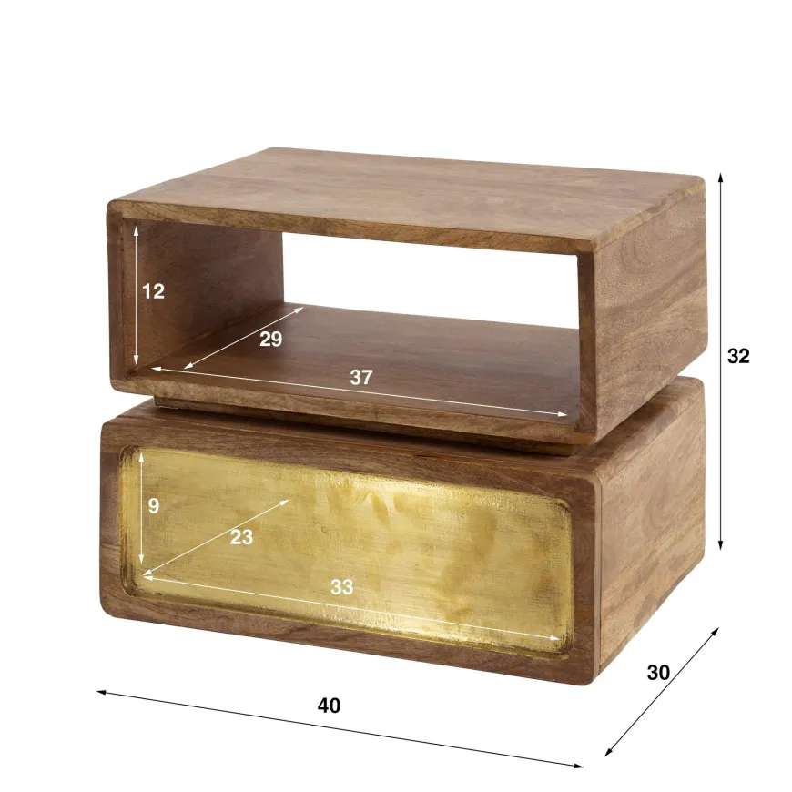 WoonStijl Nachtkastje 1L brass