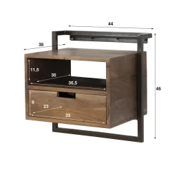 WoonStijl Nachtkastje 1L open vak air solid acacia bruin