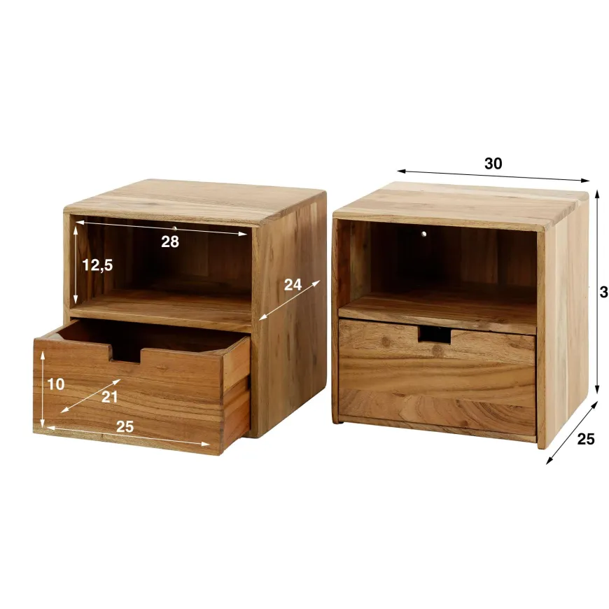 WoonStijl Nachtkastje set van 2 XS hangend flat