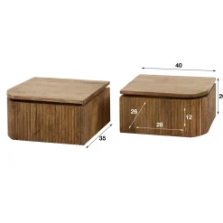 WoonStijl Nachtkastje set van 2 Wave links en rechts afgerond