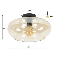WoonStijl Plafondlamp elevate glass smoke grey