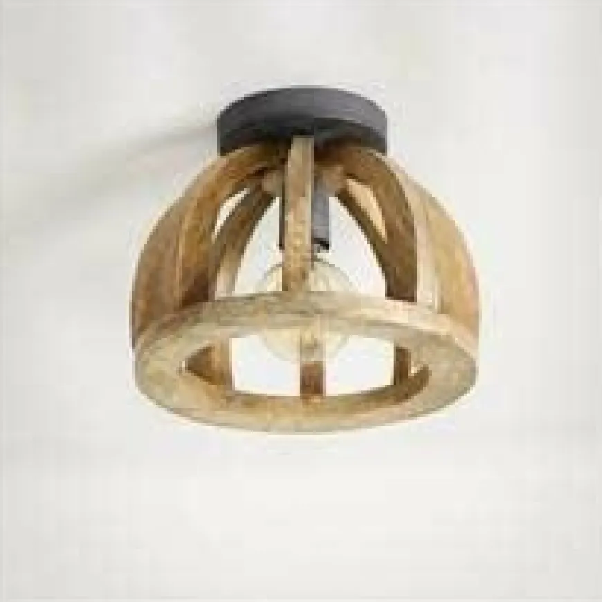 WoonStijl Plafondlamp gebogen houten spijl