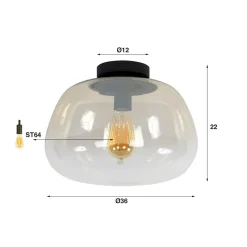 WoonStijl Plafondlamp Pulse Shaded Amber glas
