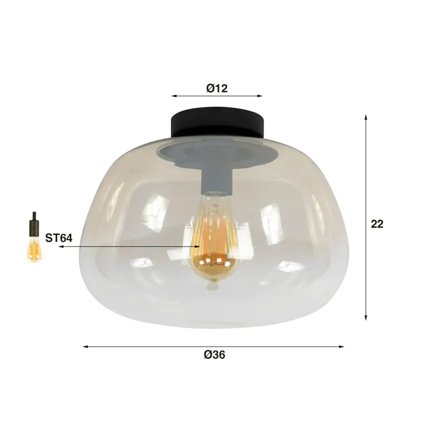 WoonStijl Plafondlamp Pulse Shaded Amber glas