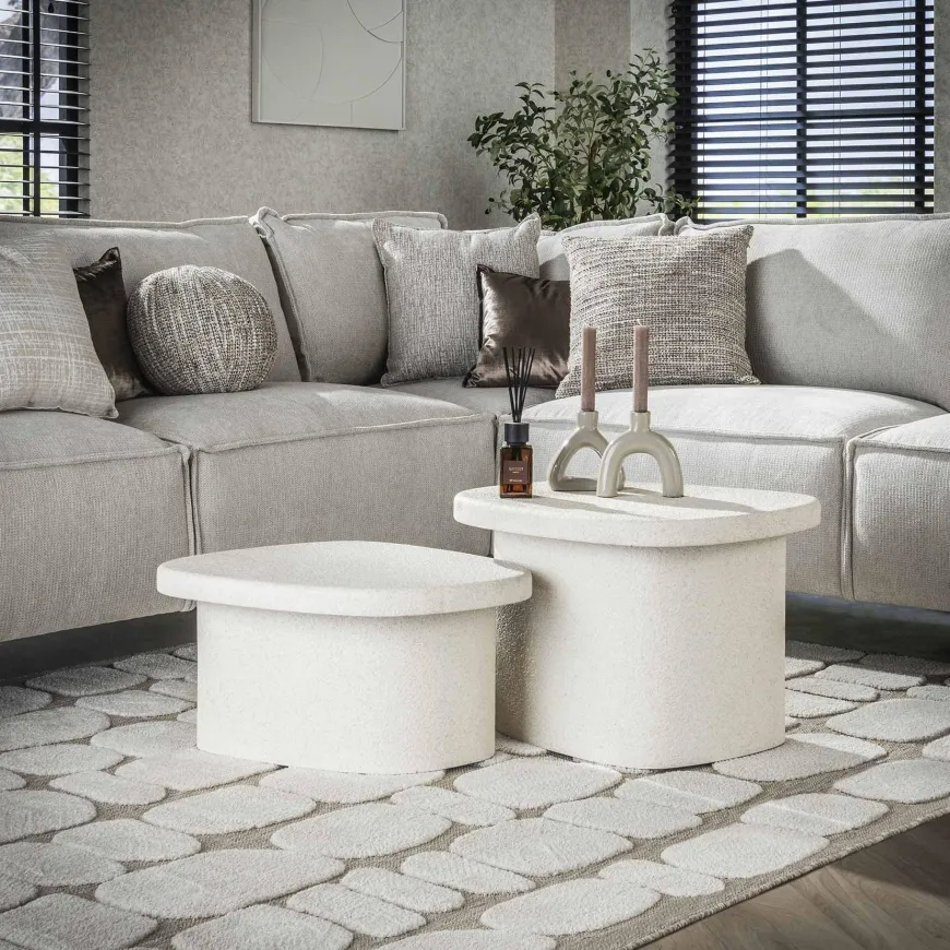 WoonStijl Salontafel L stone organisch set van 2