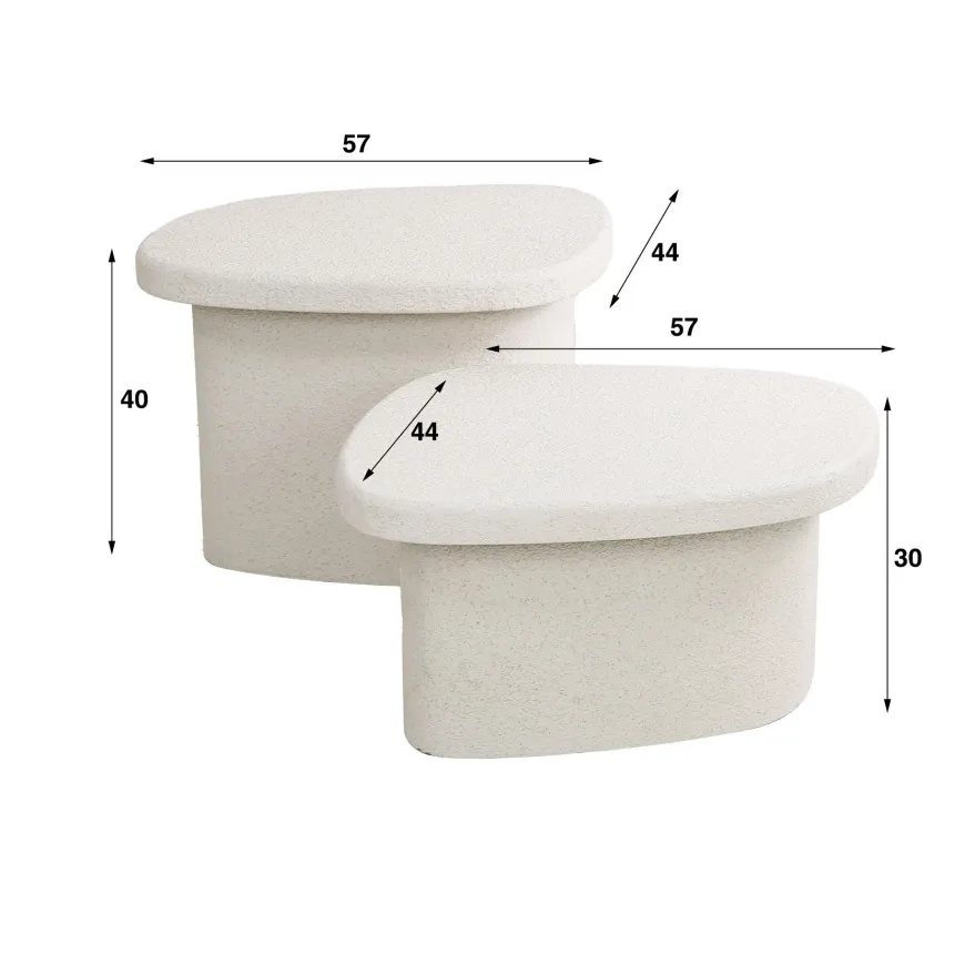 WoonStijl Salontafel L stone organisch set van 2