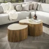 WoonStijl Salontafel Nuovo niervormig set van 2 / Massief mango zand