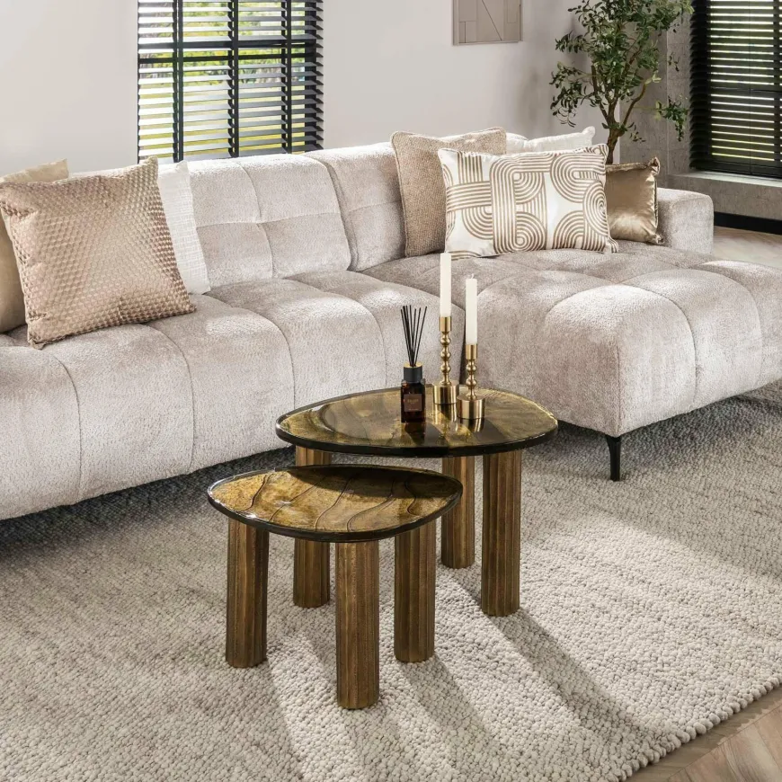 WoonStijl Salontafel S Eclipse goud antiek finish