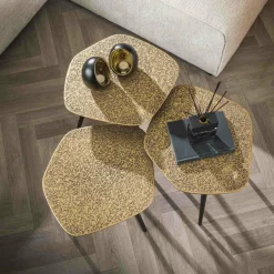 WoonStijl Salontafel set van 3 point metallic brons antiek