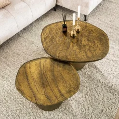 WoonStijl Salontafel set van 2 Eclipse goud antiek finish