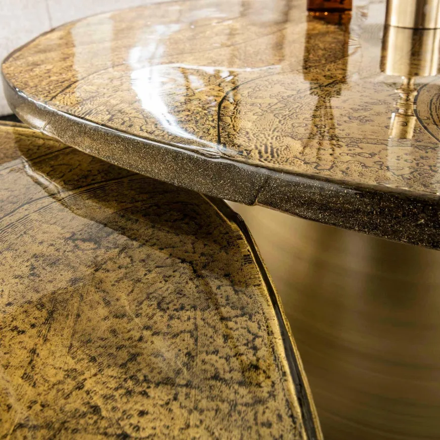 WoonStijl Salontafel set van 2 Eclipse goud antiek finish