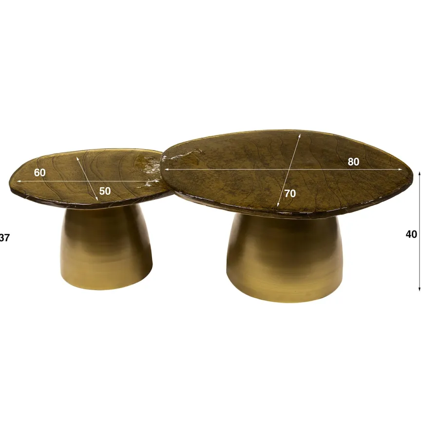 WoonStijl Salontafel set van 2 Eclipse goud antiek finish