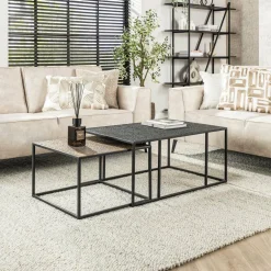 WoonStijl Salontafel set van 2 rechthoek iron metallic