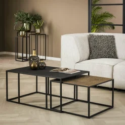 WoonStijl Salontafel set van 2 rechthoek iron metallic