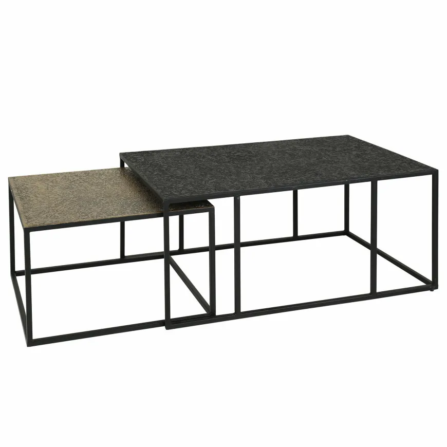 WoonStijl Salontafel set van 2 rechthoek iron metallic