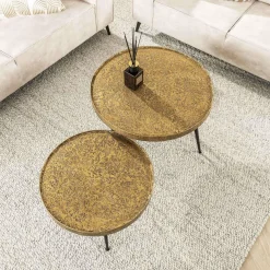 WoonStijl Salontafel set van 2 rond metallic