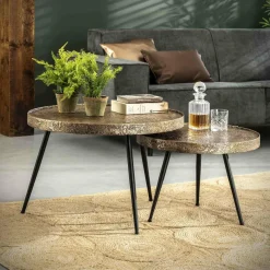 WoonStijl Salontafel set van 2 rond metallic