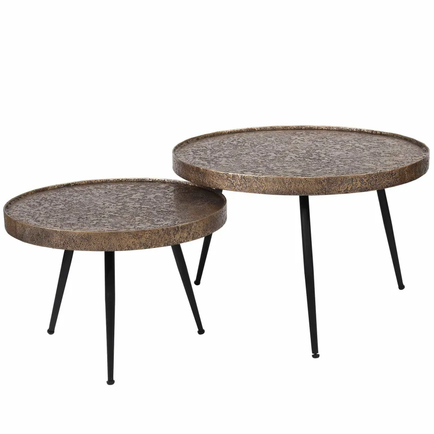 WoonStijl Salontafel set van 2 rond metallic
