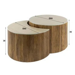 WoonStijl Salontafel set van 2 halfrond Nuovo travertin