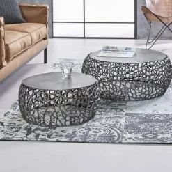 WoonStijl Salontafel set/2 maze zandgegoten / Zwart nikkel