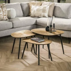 WoonStijl Salontafel set van 3 vierhoekig ray metal